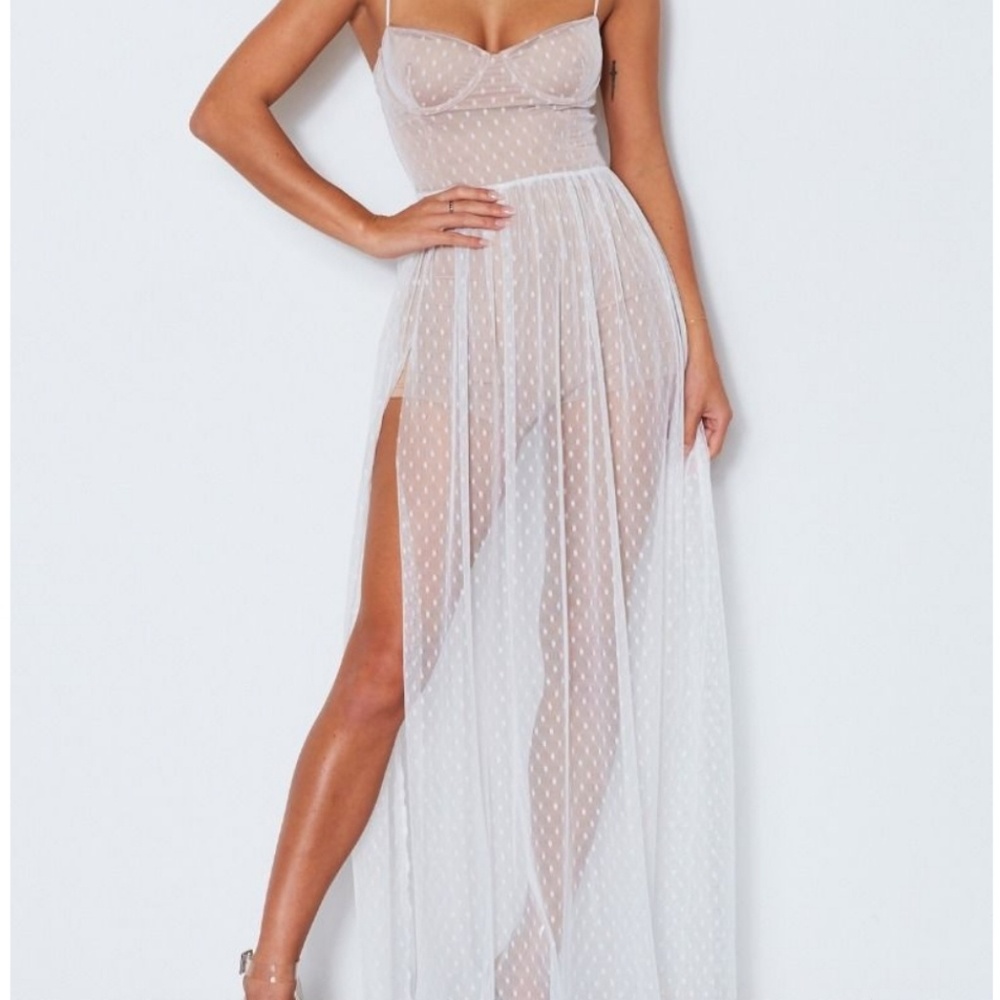 Gorgeous white fox romper maxi